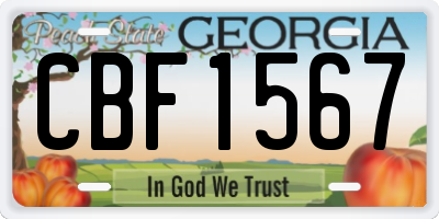 GA license plate CBF1567