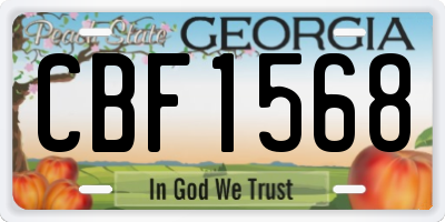 GA license plate CBF1568