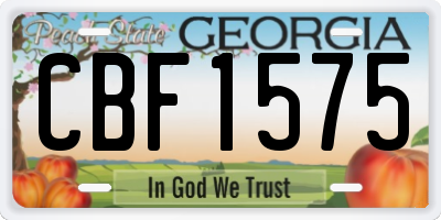 GA license plate CBF1575