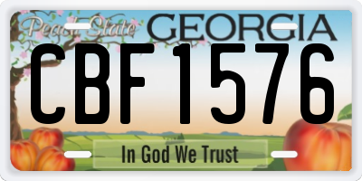 GA license plate CBF1576