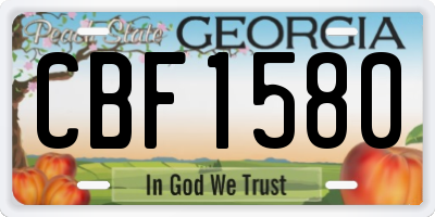GA license plate CBF1580