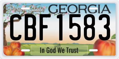 GA license plate CBF1583