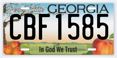 GA license plate CBF1585