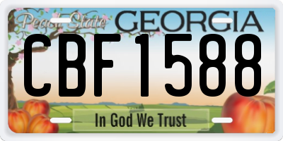 GA license plate CBF1588