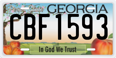 GA license plate CBF1593