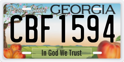 GA license plate CBF1594