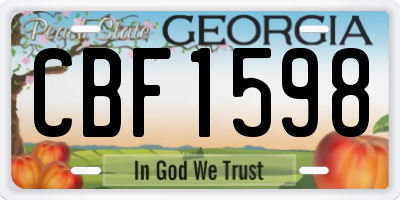 GA license plate CBF1598