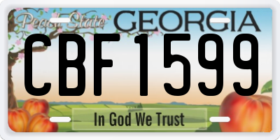 GA license plate CBF1599