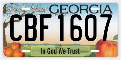 GA license plate CBF1607