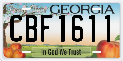 GA license plate CBF1611