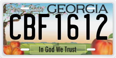GA license plate CBF1612