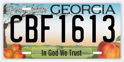 GA license plate CBF1613