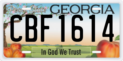 GA license plate CBF1614