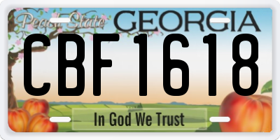 GA license plate CBF1618