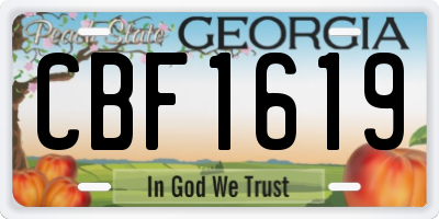 GA license plate CBF1619
