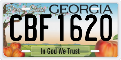 GA license plate CBF1620