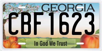 GA license plate CBF1623
