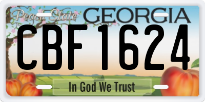 GA license plate CBF1624