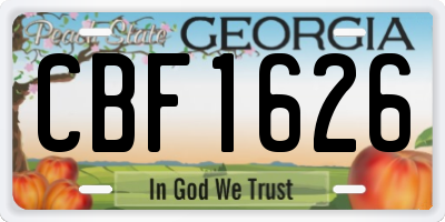 GA license plate CBF1626