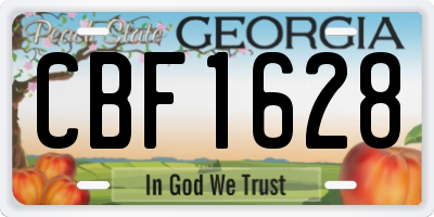 GA license plate CBF1628