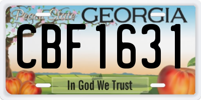 GA license plate CBF1631