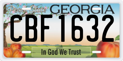 GA license plate CBF1632