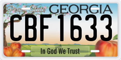 GA license plate CBF1633