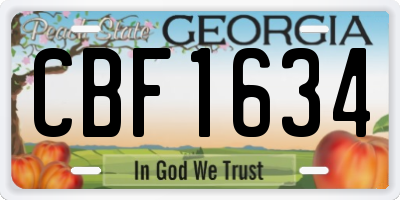 GA license plate CBF1634