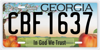 GA license plate CBF1637