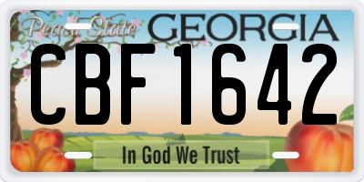 GA license plate CBF1642