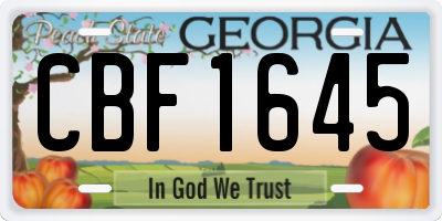 GA license plate CBF1645