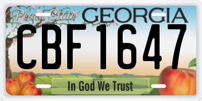 GA license plate CBF1647