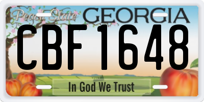 GA license plate CBF1648