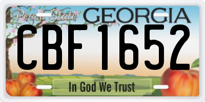 GA license plate CBF1652