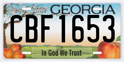 GA license plate CBF1653