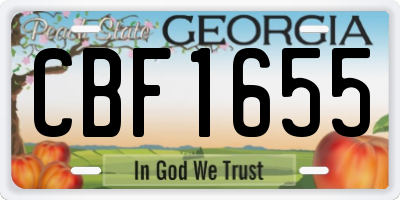 GA license plate CBF1655