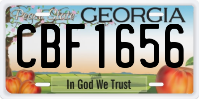 GA license plate CBF1656