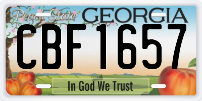 GA license plate CBF1657