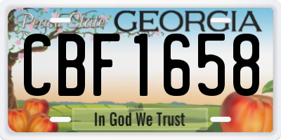 GA license plate CBF1658