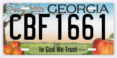 GA license plate CBF1661