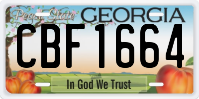 GA license plate CBF1664