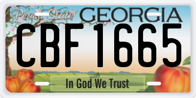 GA license plate CBF1665