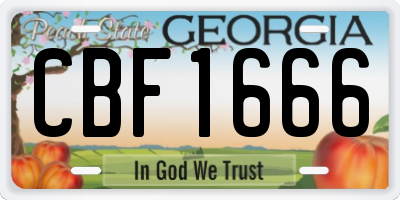 GA license plate CBF1666