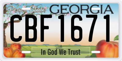 GA license plate CBF1671