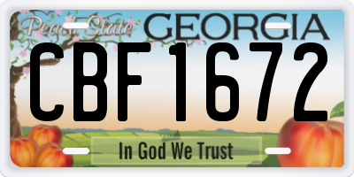 GA license plate CBF1672