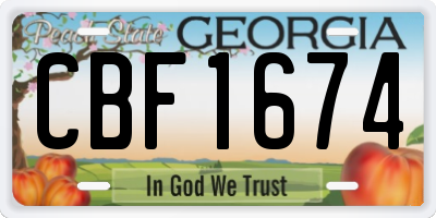 GA license plate CBF1674