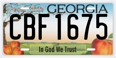 GA license plate CBF1675