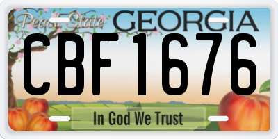 GA license plate CBF1676