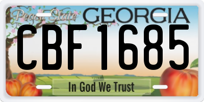 GA license plate CBF1685