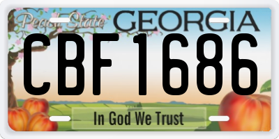 GA license plate CBF1686